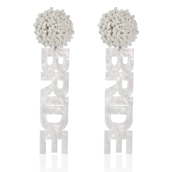 Beaded Bride Acrylic Drop Earrings - Picture 1 of 1